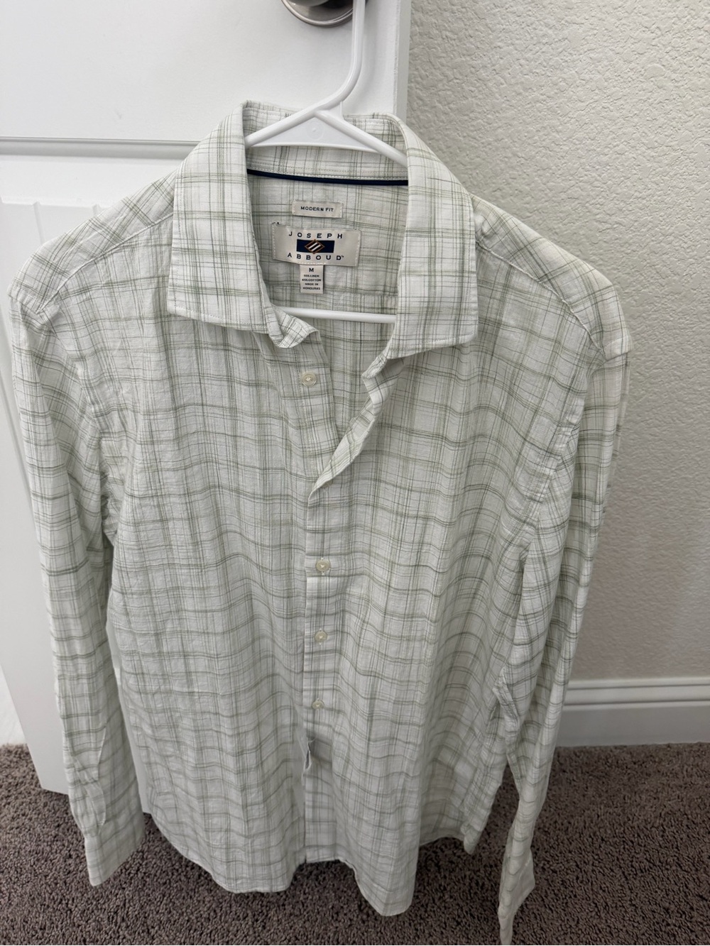 Joseph Abboud Men’s Light Green Plaid Button-Down Shirt new with tags size M